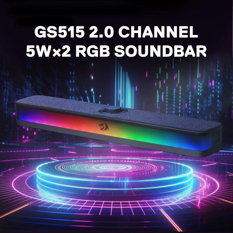 Soundbar da scrivania RGB Stereo a 2.0 Canali Altoparlanti per Computer da Scrivania Bluetooth 5.3, Alimentazione USB-C/USB, Nero