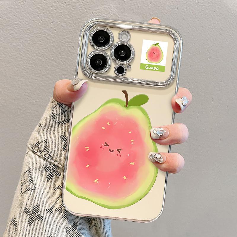 Durian Guava Is Suitable for 17promax Apple Mobile Phone Case Iphone15 Electroplated 16 Silicone 14plus Large Window.