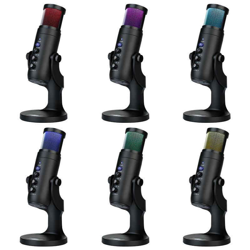 Colorful USB Condenser Microphone for Live Streaming, Recording, Gaming, and Online Meetings