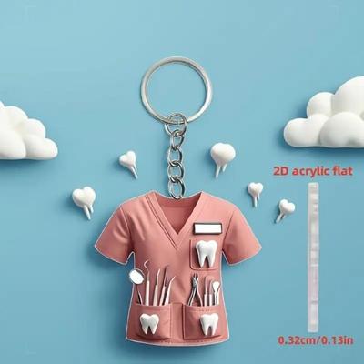 Healthcare Worker Keychain Accessory Crystal Acrylic Material Nurse Uniform Inspired Shape Thoughtful Present