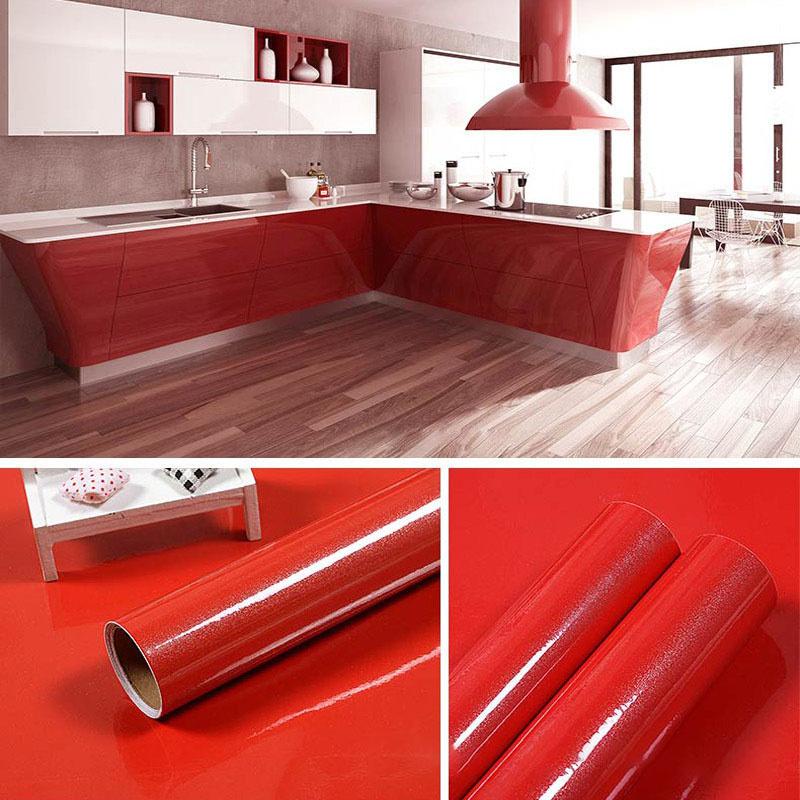 Thicken PVC Stoving Varnish DIY Self Adhesive WallPaper Furniture Renovation Stickers Kitchen Waterproof Decorative Film