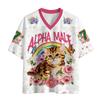 2026 Alpha Male Cat & Frog Meme Mesh Football Jersey Bundle, 4 Styles V-Neck Graphic Tee Y2K Unisex Streetwear Short Sleeve Top