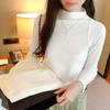 Half-high collar long-sleeved bottoming shirt for women autumn and winter new chic white T-shirt slimming fishbone top