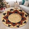 Round Woven Style Geometric Pattern Rug Ethnic Decor Non-Slip Durable Carpet for Living Room Bedroom Decorative Space