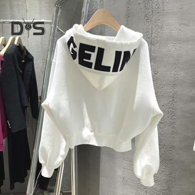 Жіноче зимове пальто, капюшон, літерний принт, довгий рукав, товста блискавка, кишені на зав’язках, еластичні манжети, низ, м’яка тепла повсякденна жіноча куртка в стилі хіп-хоп