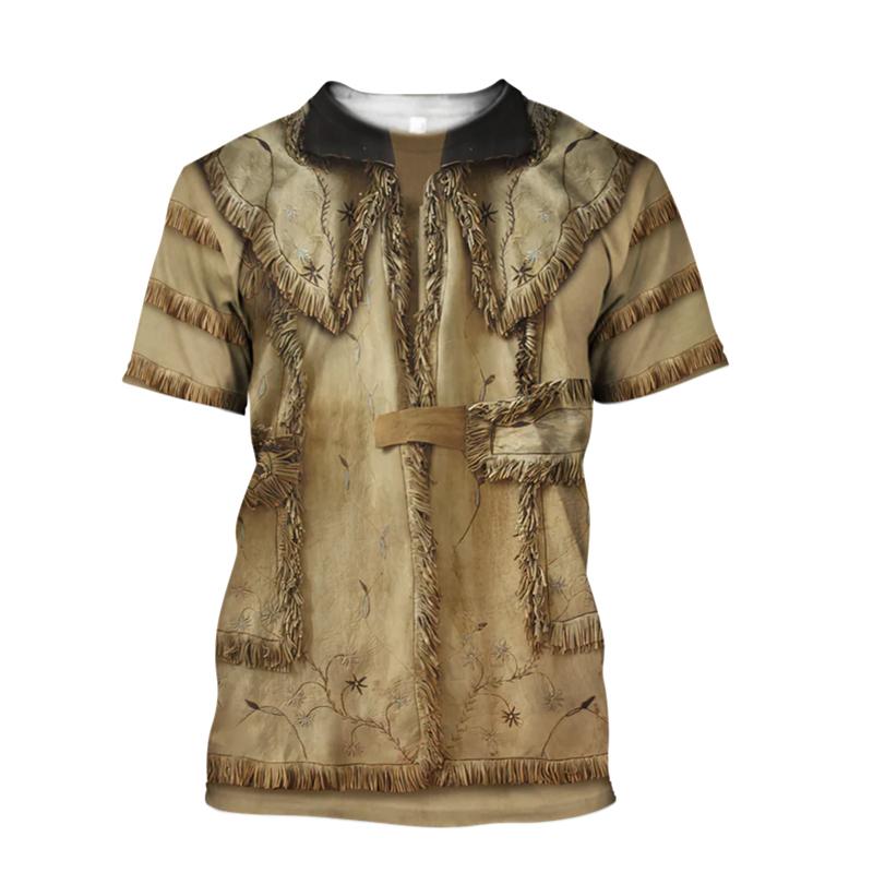 Lustiges Cowboy Cosplay T-Shirt Herren Persönlichkeit Street Kurzarm T-Shirts 3D Gedrucktes Fake Revers Muster Harajuku Mode Tee