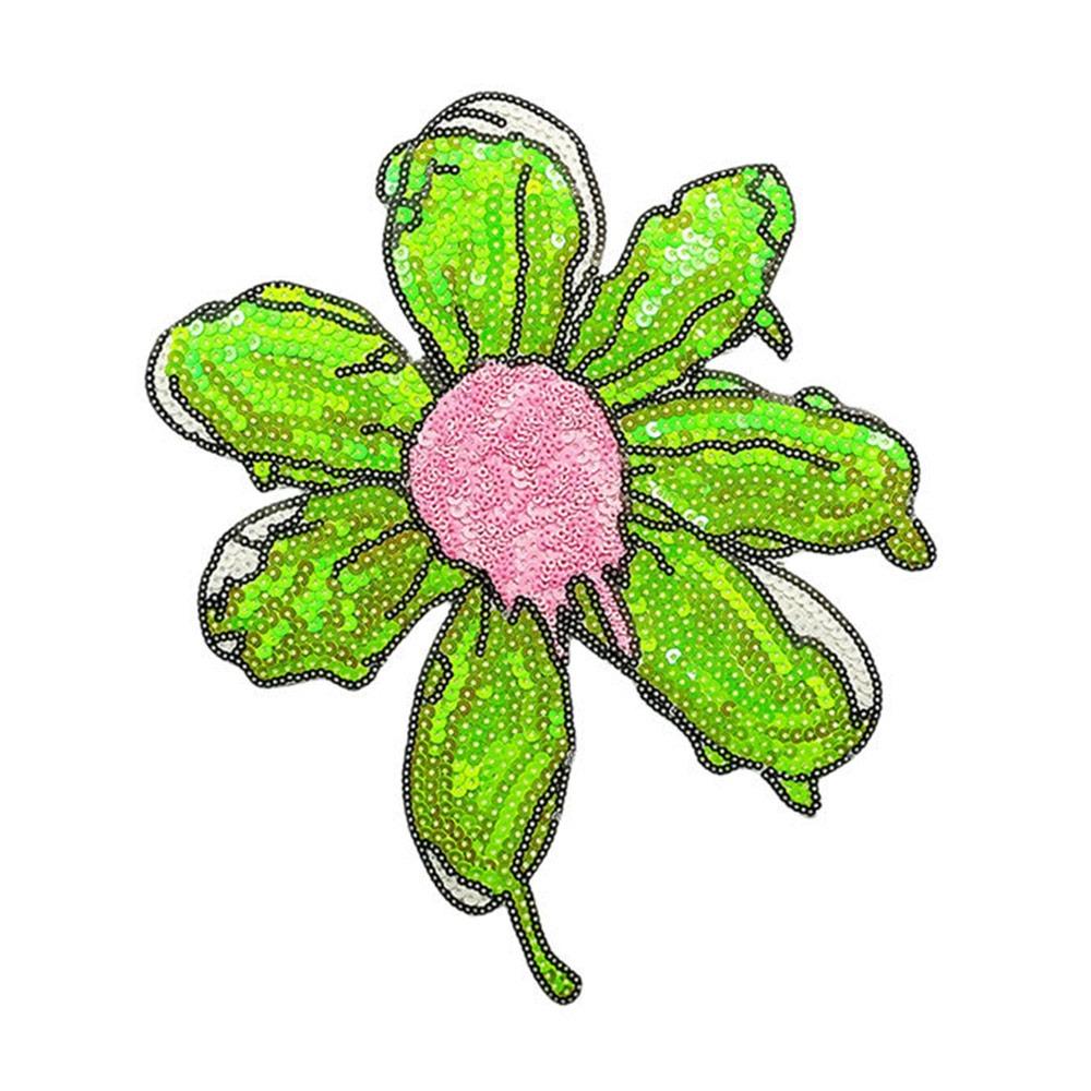 High Quality Large Size Flower Patch Shining Sequins Glitter Embroidery Iron on Patch Applique Patch For Clothes DIY Applique