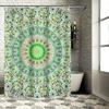 Colorful Mandala Shower CurtainAbstract Bathroom Decor with Green Floral Design Blue, Yellow Pink Geometric Print for Kids Bathr