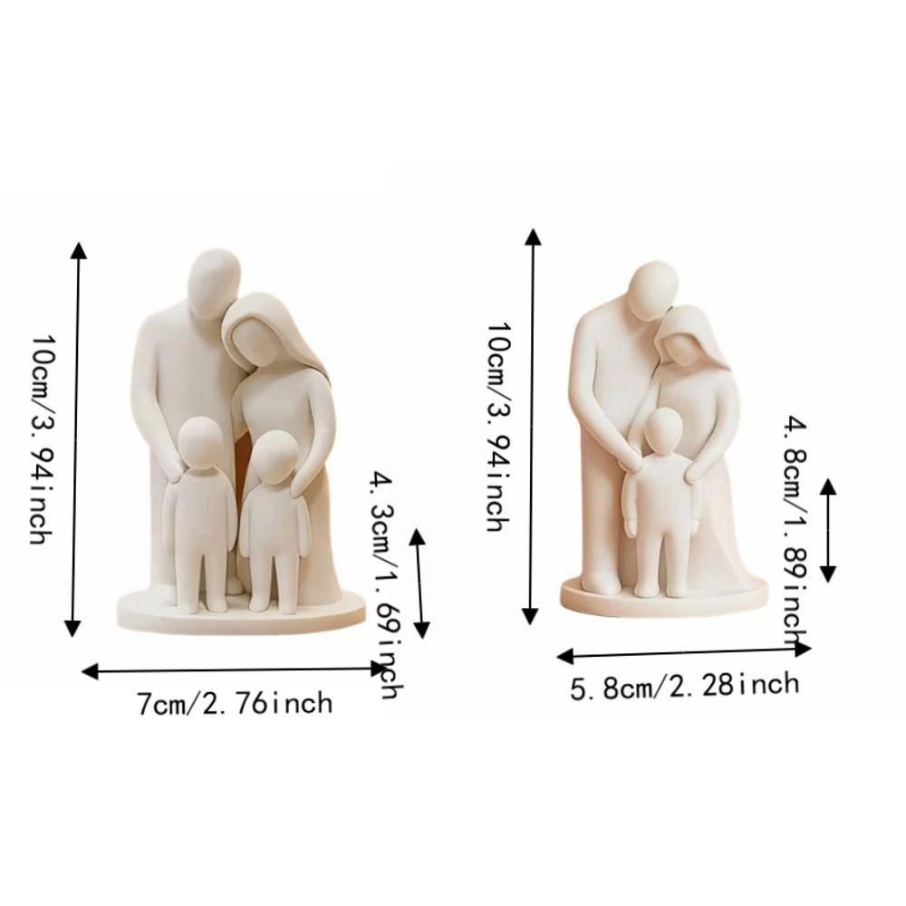 Family Of Three Parent Child Statue Home Ornament 4 Persons Figurine Bedroom Decor