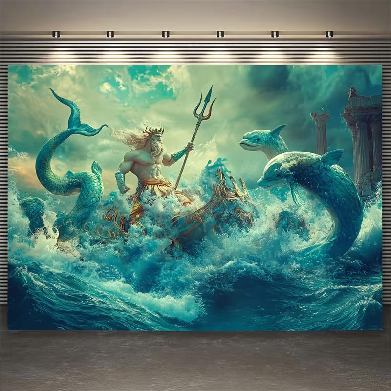 2D Poseidon Sea God Backdrop for Mythology Theme Portrait & Cosplay Photoshoot