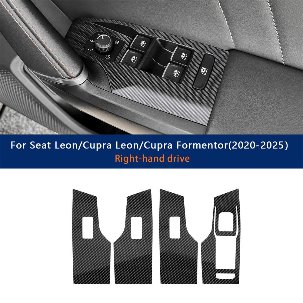 For Seat Leon MK4/Cupra Leon/Cupra Formentor 2020 2021 2022 2023 2024 2025 Door Window Switch Lifter Carbon Fiber Textured Film