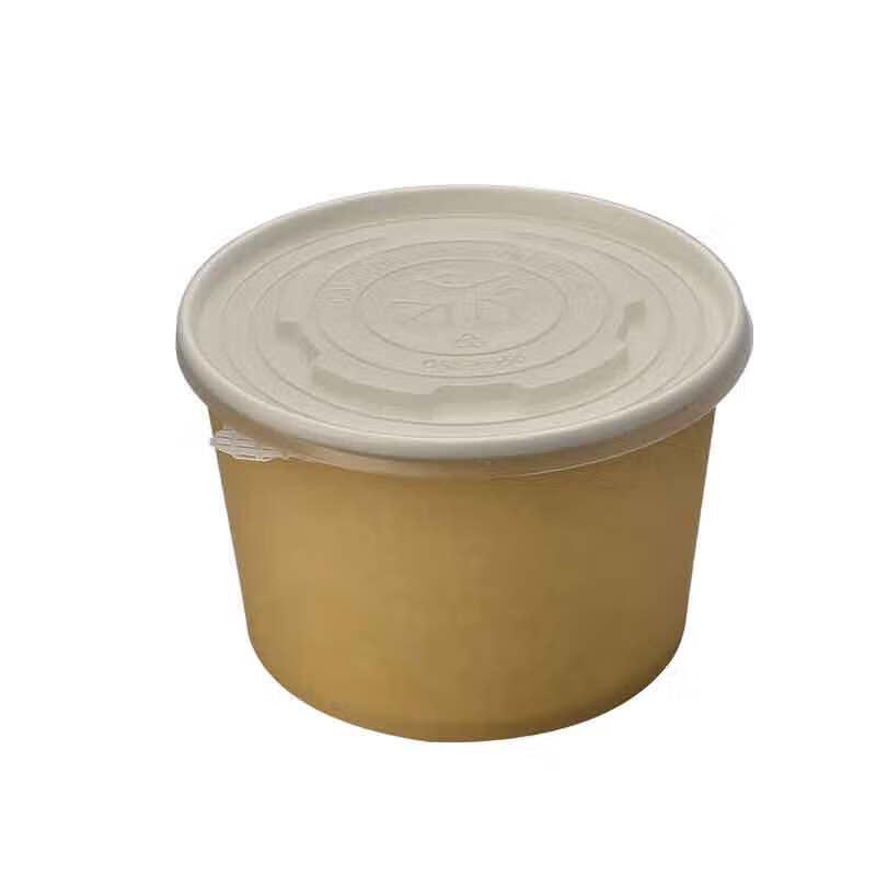 Homeglen 16oz Kraft Disposable Round Paper Bowls with Lids