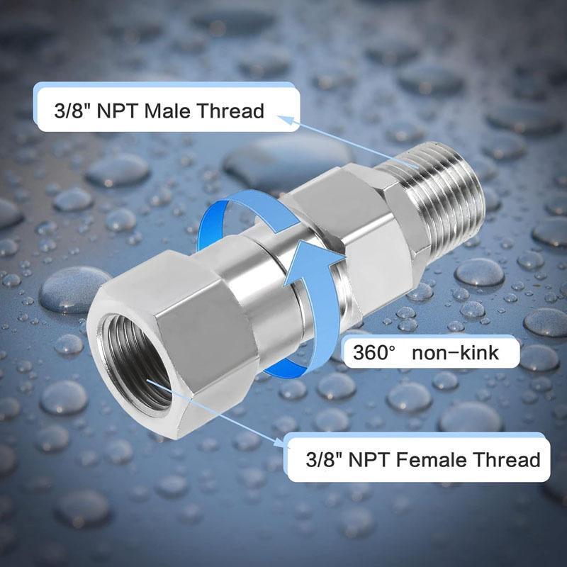 Pressure Washer Swivel Fitting,Anti-Twist 3/8Inch Swivel Male To Female Adapter,360 Degree Swivel Connector