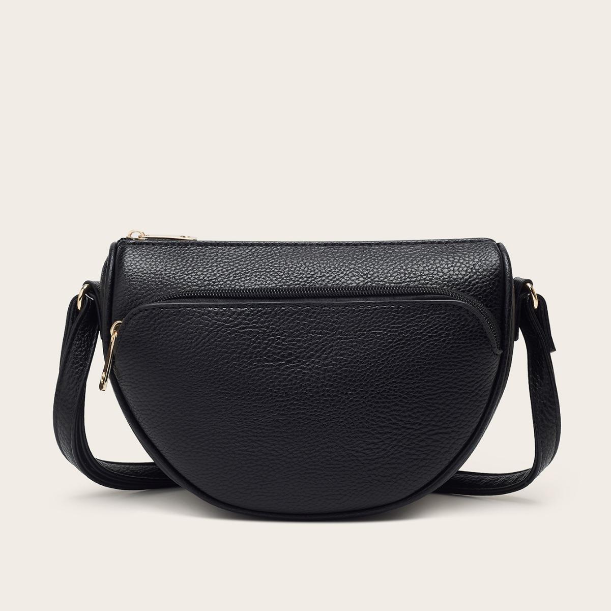 Bag Women s New Fashion Lychee Pattern Shoulder Bag Crossbody Small Square Bag Casual Mobile Phone Bag чёрный
