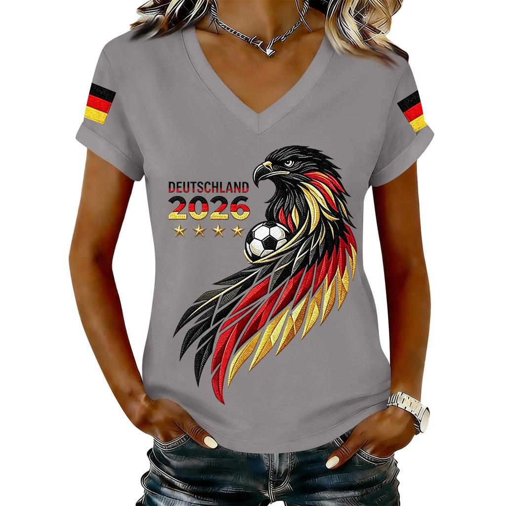 Womens Casual V Neck T Shirt Short Sleeve Letter Print Top Lightweight Soft Fabric Comfortable Fit Stylish Design