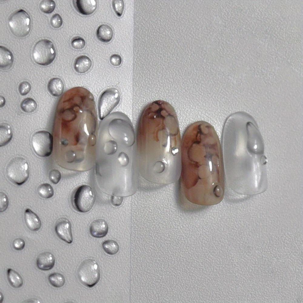 5D Embossed Jelly Water Bubble Adhesive Nail Stickers Transparent DIY Nail Art Decorations Self-Adhesive  Nail Art Decor Nail Decorations