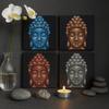 Buddha Heads Wall Art Set of 4, 30x30cm