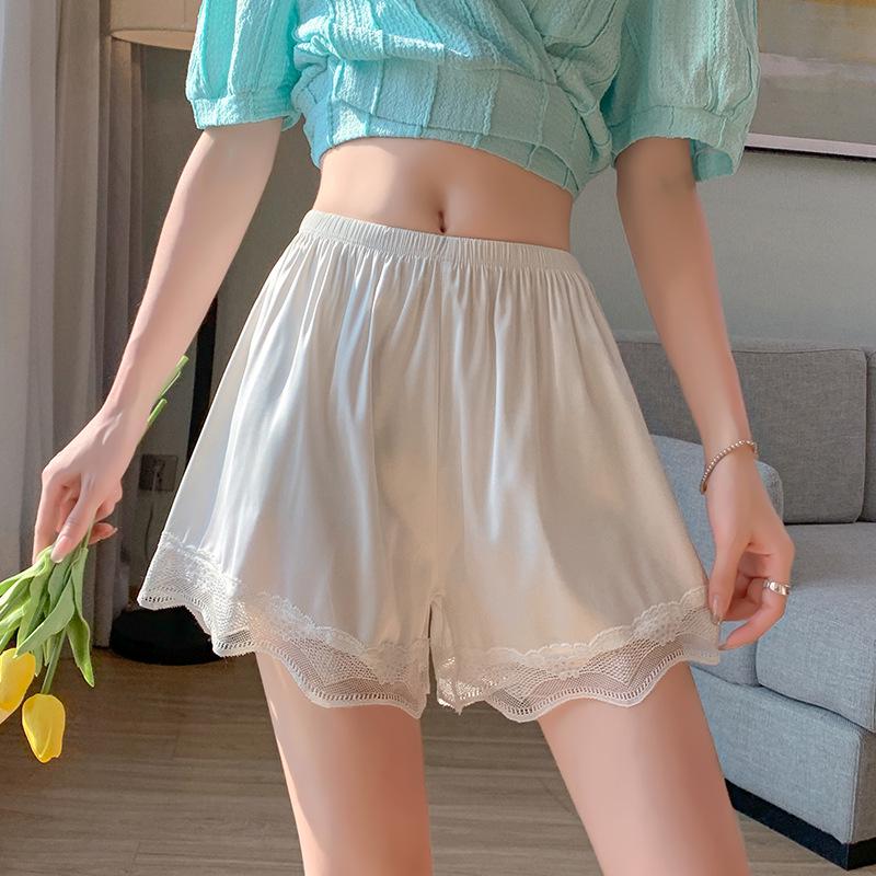 Lace Anti-Exposure Three-Point Home Shorts, Non-Curling Summer Safety Pants for Women