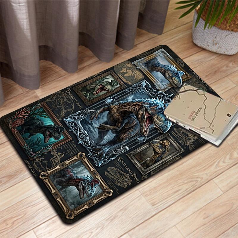 Cryolophosaurus Dinosaur Evolution Pattern Rug Floor Mat for Living Room or Bedroom Soft and Comfortable Carpet a Gift for Birthday and Holiday.