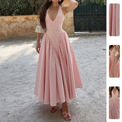 GMXIA Women's Fashion Summer Spring Sleeveless V Neck Casual Dresses