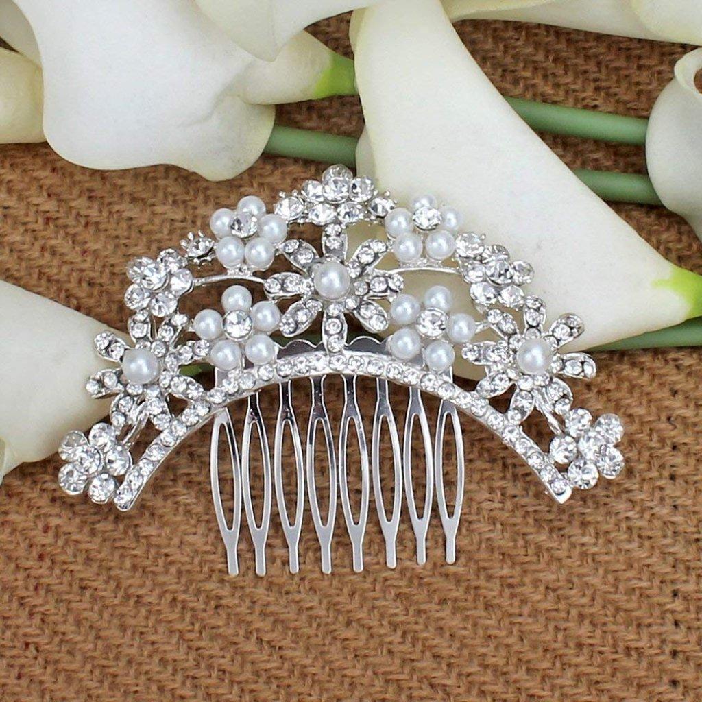 Formemory Bridal Hair Pearl Flower Ornaments Head Formal Wedding Hair Hair Hair Clip for Entrance and Parties Ornaments, Hairpins, (6 pieces), U-pins
