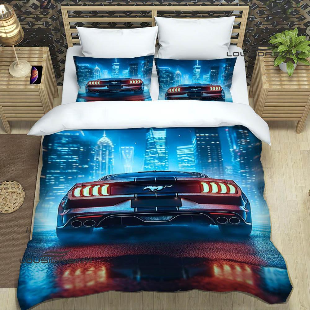 3D M-Mustang logo samochodu Pościel wykwintny zestaw pościeli poszewka na kołdrę zestaw kołdry pościel luksusowy prezent urodzinowy