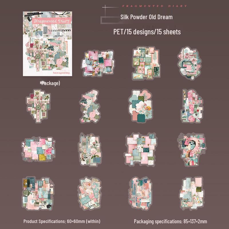 Retro Collage PET Sticker Pack - Fragmented Diary Series for Planners & DIY