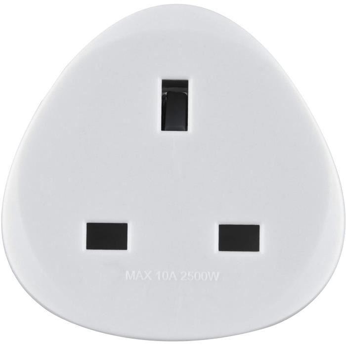 Adaptateur De Voyage - Electraline - 70058 - UK Vers France/Europe - Protection Enfant - Blanc