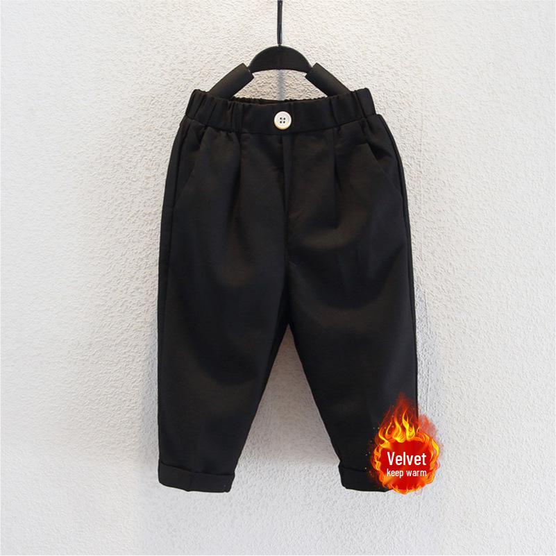 Kids' Black Dress Pants & Girls' Navy Straight-Leg Uniform Pants with Full Elastic Waist