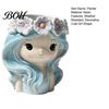 Cute Girl Planter for Indoor Plants Planter, Blue Hair Garland Head Decorative Plant Pot Bedroom Resin Succulents Cacti Creative Flower Container