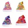 Printed Beads Christmas Hat Merry Christmas Decoration Plush Beanie Gift Santa Claus Hat  Party