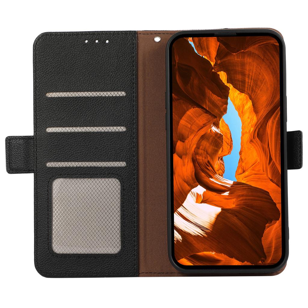 ABEEL For iPhone 14 Pro Max Case PU Leather Litchi Texture RFID Blocking Card Holder Phone Cover