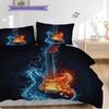 Guitar Pattern Bedding Quilt Set Quilt Cover Pillowcase Home Decoration Birthday Gift (1 * duvet cover + 2 * pillowcase, without core)