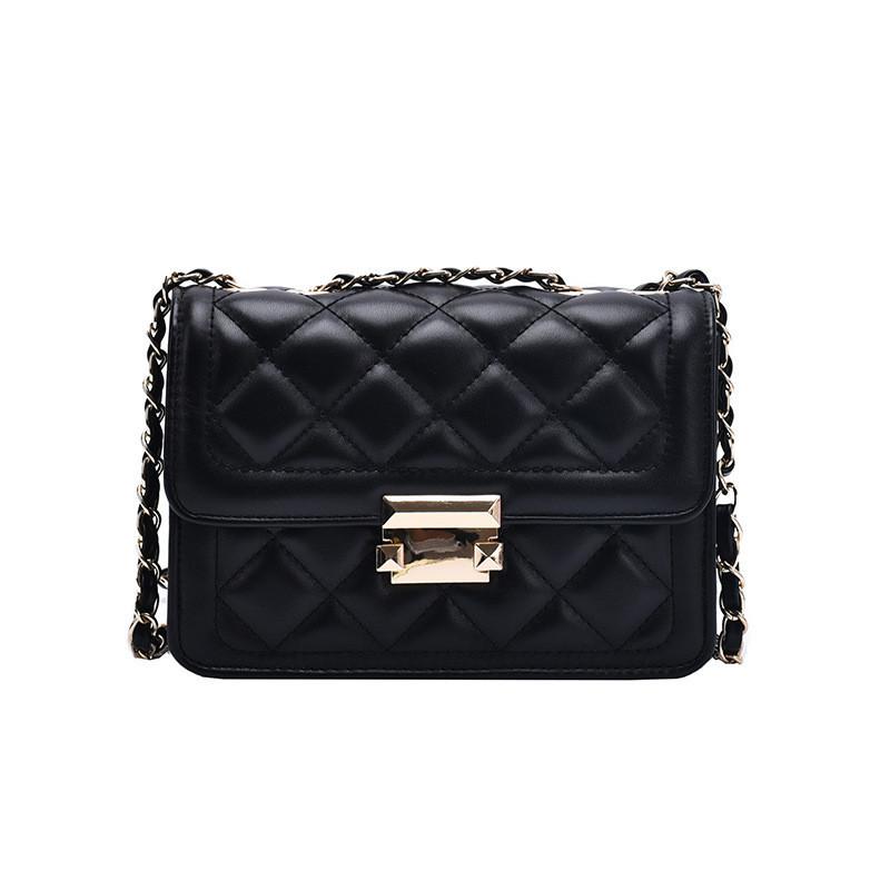 White Red Blue Black 2023 Spring Summer New Rhombus Chain Bag Urban Simple Pu Medium Crossbody Bag чёрный