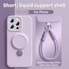 Magsafe Magnetic Bracket Liquid Silicone Phone Case For IPhone 13 14 15 16 17 Pro Max With Hanging Rope Anti fall Protective Cover
