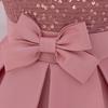 New European & American 1-Year-Old Girls' Bow Princess Dress with Puff Sleeves & Sequined Skirt