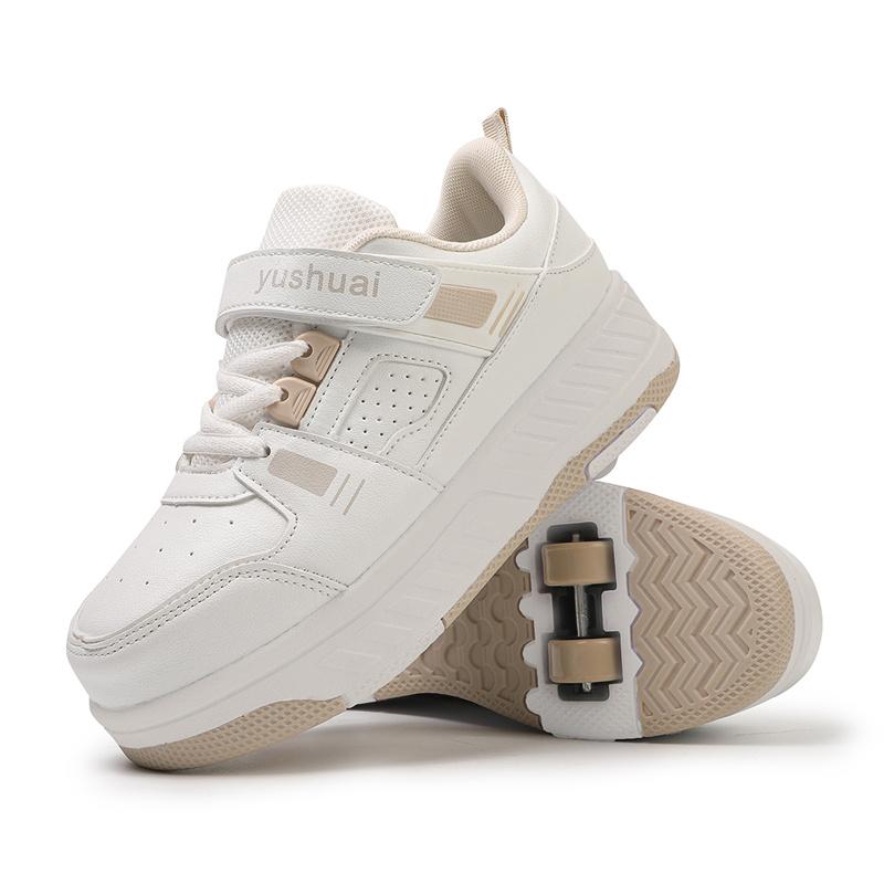 

31-40 для девочек, четырехколесная спортивная обувь, детские съемные туфли на плоской подошве, двойное назначение, коньки для мальчиков 33 хаки/белый