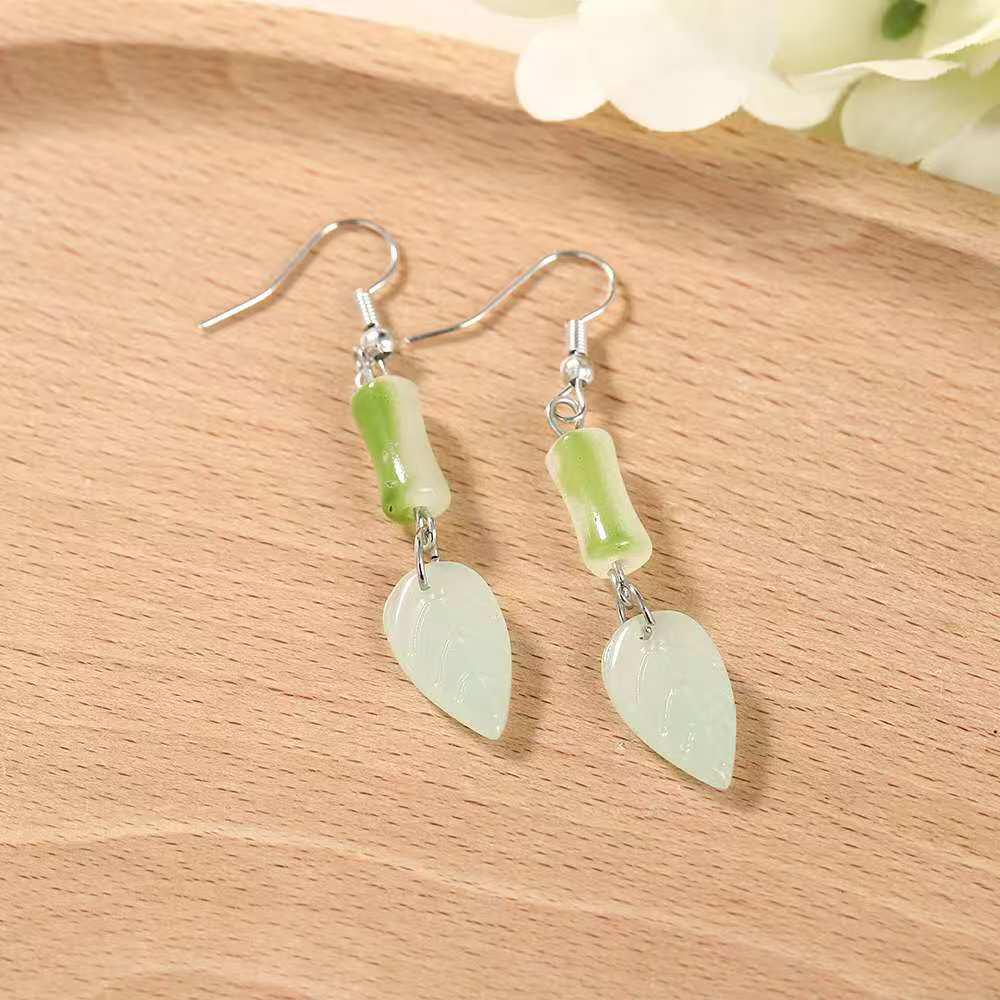 Китайские серьги-подвески с бамбуковыми листьями: Роскошный, Элегантный и Уникальный Дизайн.