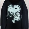 [USED] Peanuts Anime Woodstock Snoopy Print Hoodie Black
