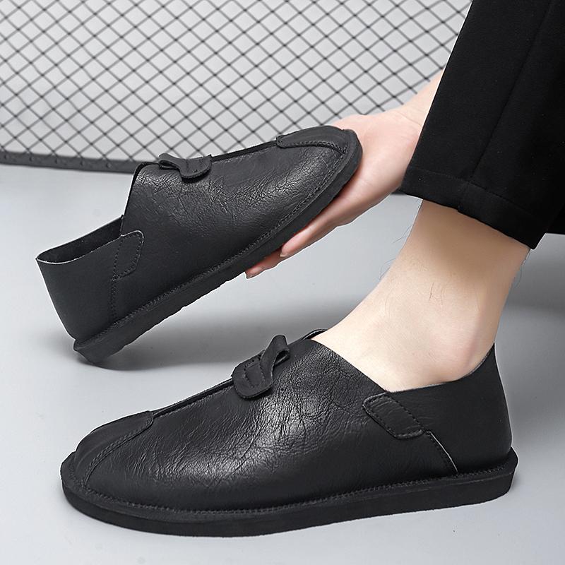 Autumn New Men's Loafers Soft Soled Comfortable Flat Bottom Walking Shoes Outdoor Park Versatile Men's Business Leather Shoes