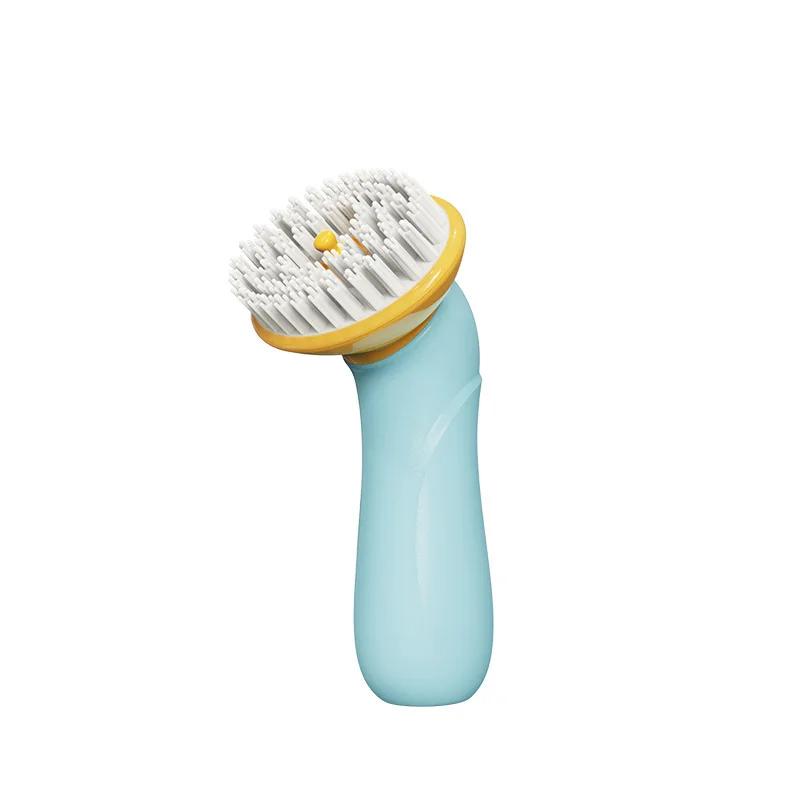Handheld Pet Bathing Brush Pet Massage Brush Shampoo Dispenser Soft Silicone Brush Rubber Bristle for Dogs and Cats Shower синий