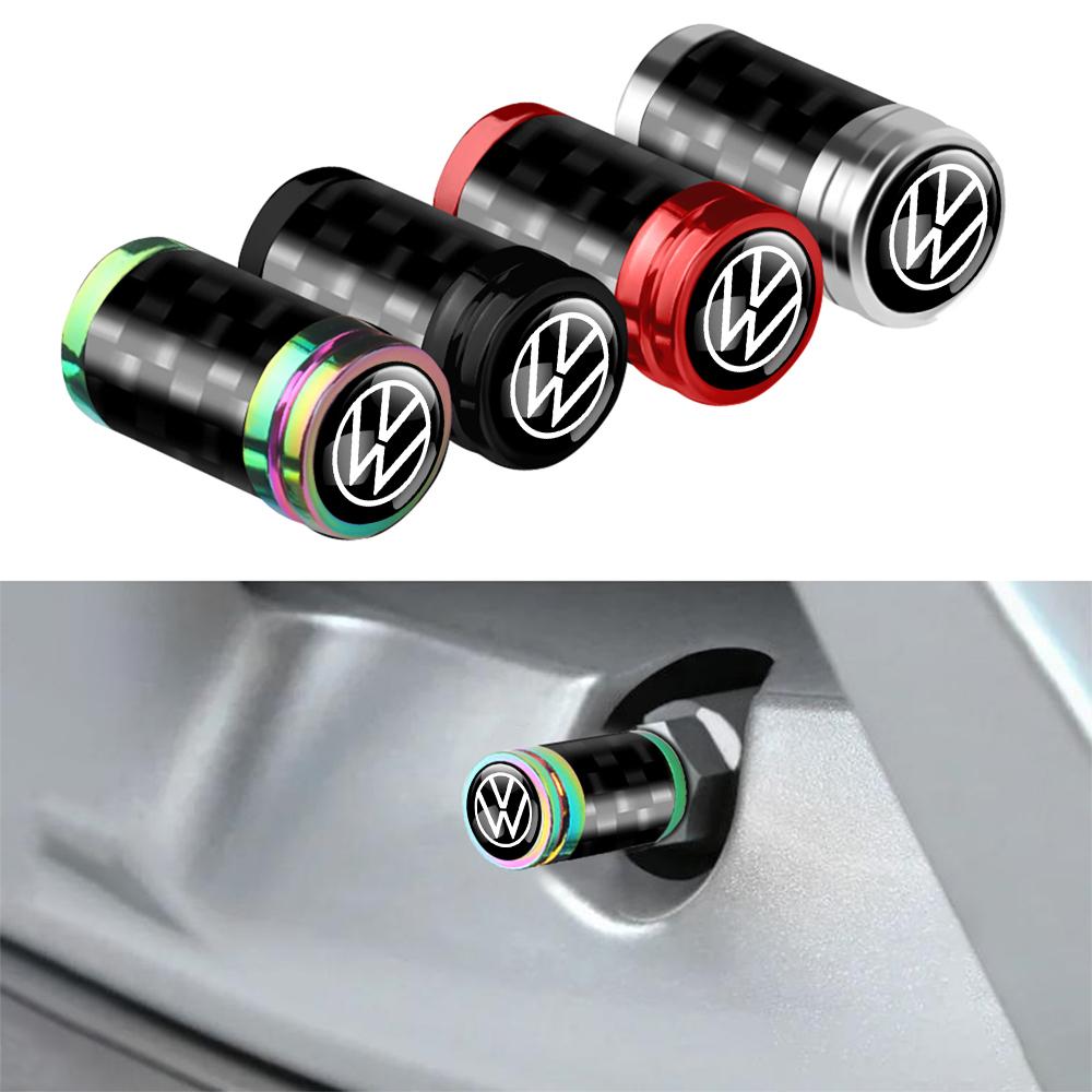 4Pcs Metal Carbon Fibe Wheel Tire Valve Dust Caps Auto Decor for Volkswagen VW Golf 4 5 6 7 Bora CC MK7 Beetle Touran Tiguan GTI zr7