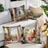 Federa per Cuscino Giardino Mediterraneo Incantato - Federa per Cuscino con Stampa Floreale Patio e Scena Altalena per Divano Camera da Letto Soggiorno