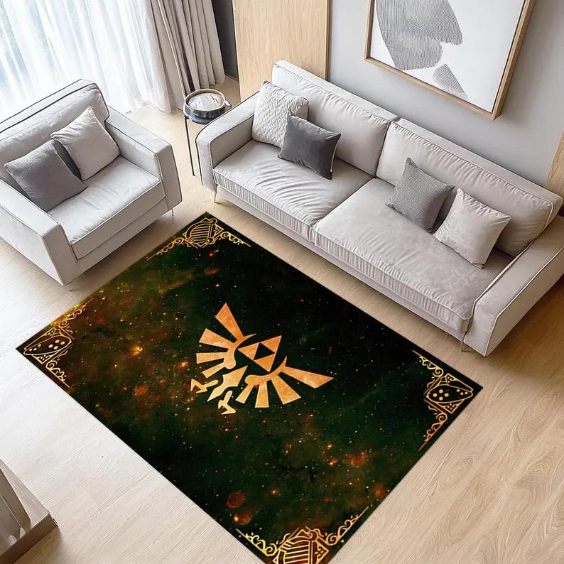 3D Football Carpet Photorealistic Radiant Blue Glow & Sparkle Print Rug, Energetic Motion Illusion Floor Mat for Sports Fan Room