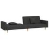 2 Seater Sofa Bed with 2 Pillows Black Fabric