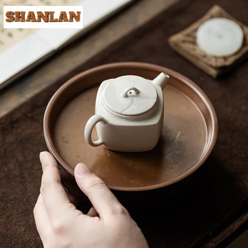 90 ml quadratische Teekanne mit Pflanzenasche-Glasur, traditionelle Teekanne mit Siebeinsatz, Teekessel zum Ziehenlassen mit Filter, Zubehör für die Teezeremonie