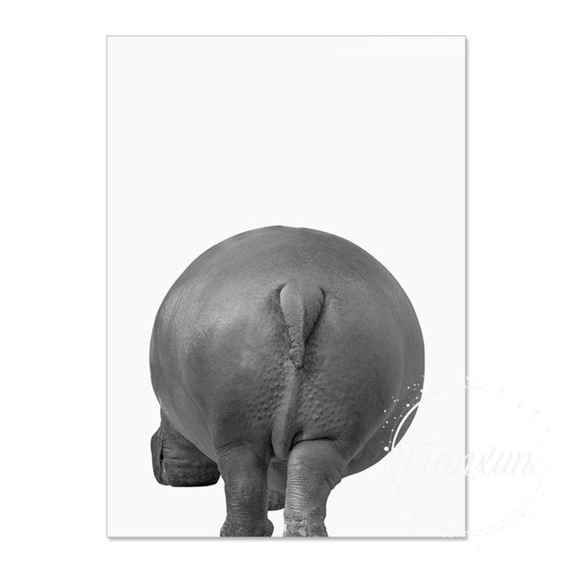 Zebra Girafa Elefante Hipopótamo Bunda Arte de Parede Pintura em Tela Pôsteres Nórdicos e Impressões Imagens de Parede para Decoração de Sala de Estar Sem Moldura