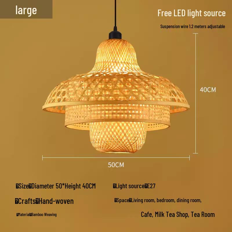 Bambusová ratanová závěsná lampa: Zenové osvětlení pro čajovnu, jídelní kout nebo čajovnu - Japonský starožitný styl