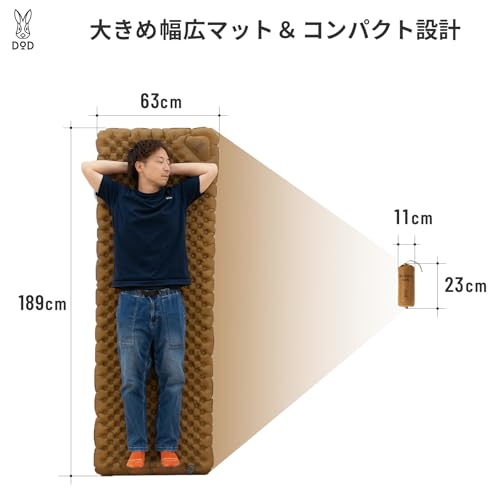 DOD Shadandan Air Mattress (R-Value 6.2, Warm Even In Winter) - Lightweight, Compact, and Ideal for Disaster Preparedness, Emergencies, and Hiking/Cam