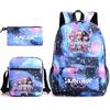 3 Piece School Backpack Set for Students Large Capacity Oxford Cloth Schoolbag with Shoulder Strap and Pencil Case